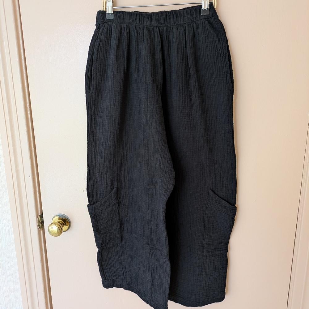 Bryn Walker black cotton gauze wide-leg pants, Size S, NWT